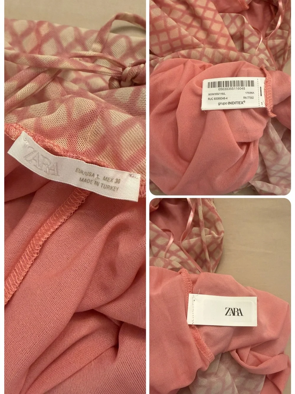 Zara Rose Pink Mesh Cowl Neck Maxi Dress Open Back Sheer Slip Dress Sz L - Picture 16 of 17